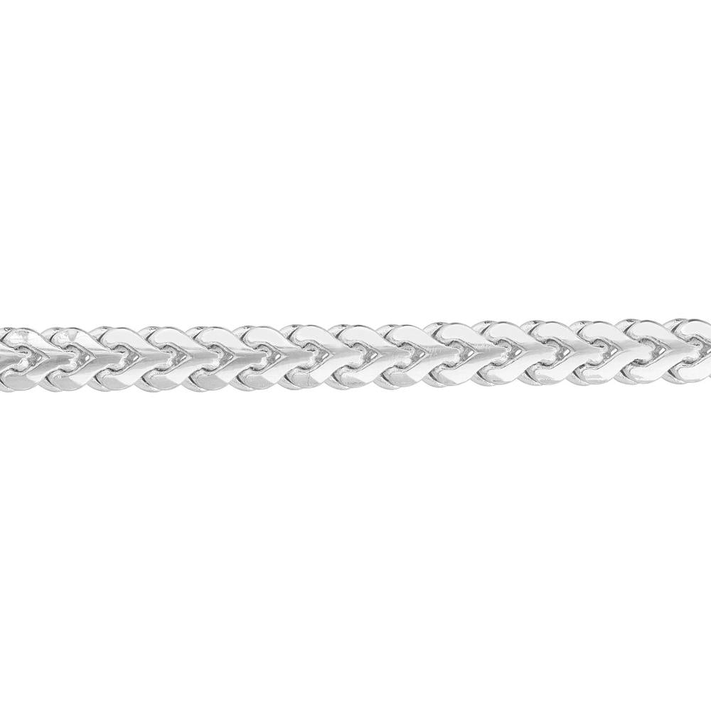 Olas d'Oro - 14K White Gold 4mm Flat Bombe Franco Chain Bracelet - 8.50'' Length, Lobster Clasp, 11.98g