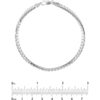Olas d'Oro - 14K White Gold 4mm Flat Bombe Franco Chain Bracelet - 8.50'' Length, Lobster Clasp, 11.98g