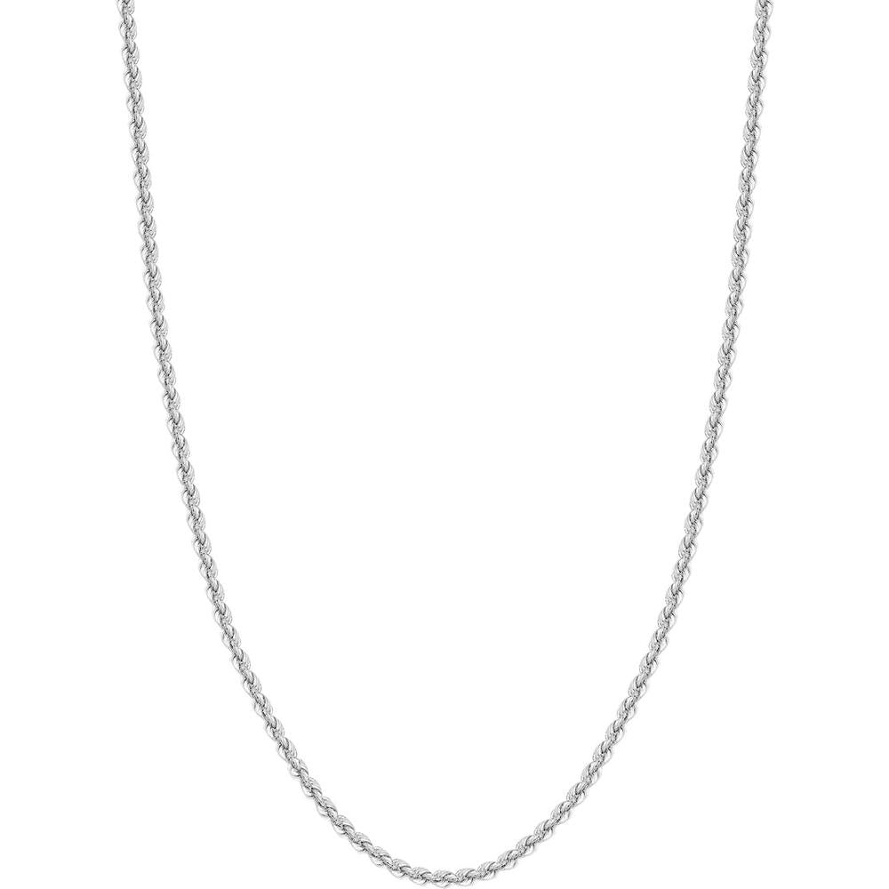 Olas d'Oro - 14K White Gold 4mm Light Rope Chain Necklace with Lobster Lock - 22'' Length
