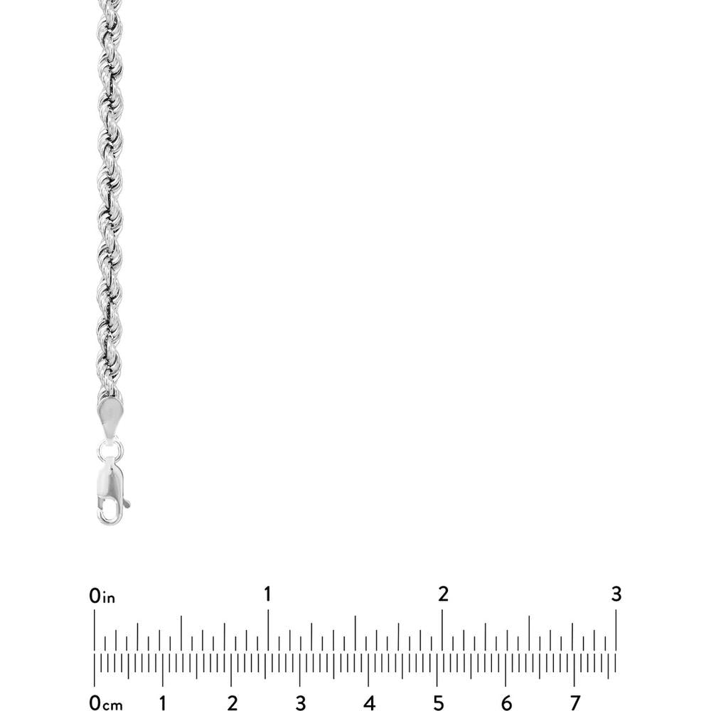 Olas d'Oro - 14K White Gold 4mm Light Rope Chain Necklace with Lobster Lock - 22'' Length