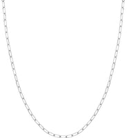 Olas d'Oro - 14K White Gold 4mm Paper Clip Chain Necklace with Lobster Clasp - 30 Inches