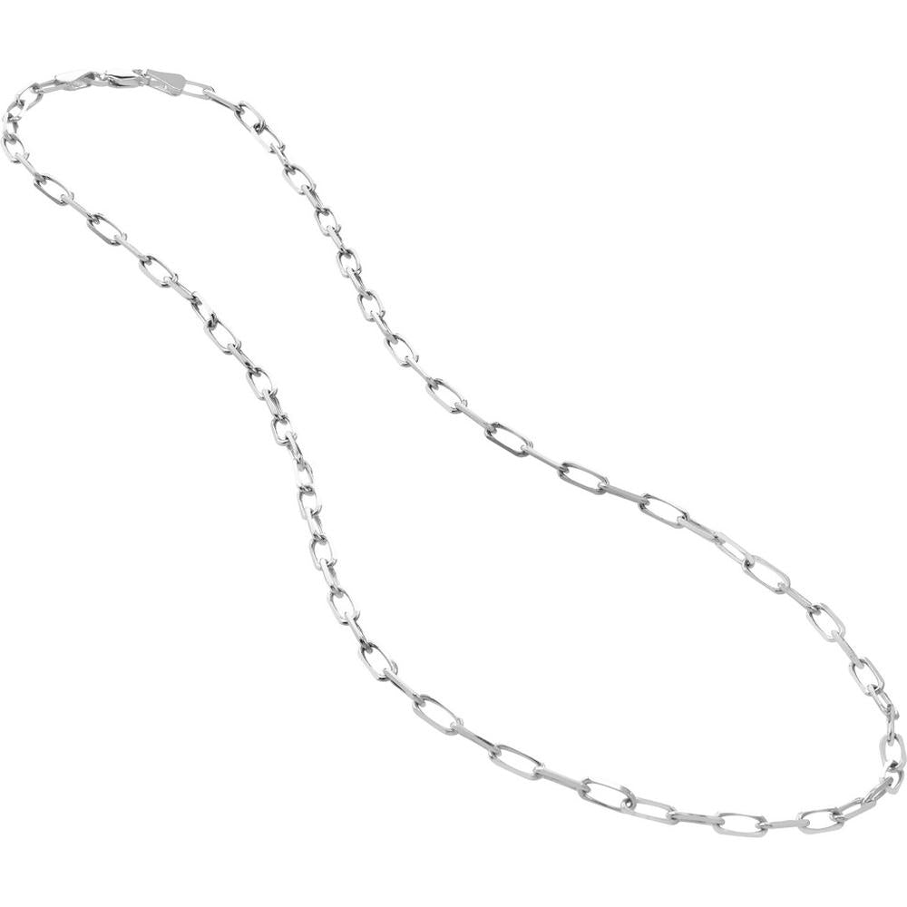 Olas d'Oro - 14K White Gold 4mm Paper Clip Chain Necklace with Lobster Clasp - 30 Inches