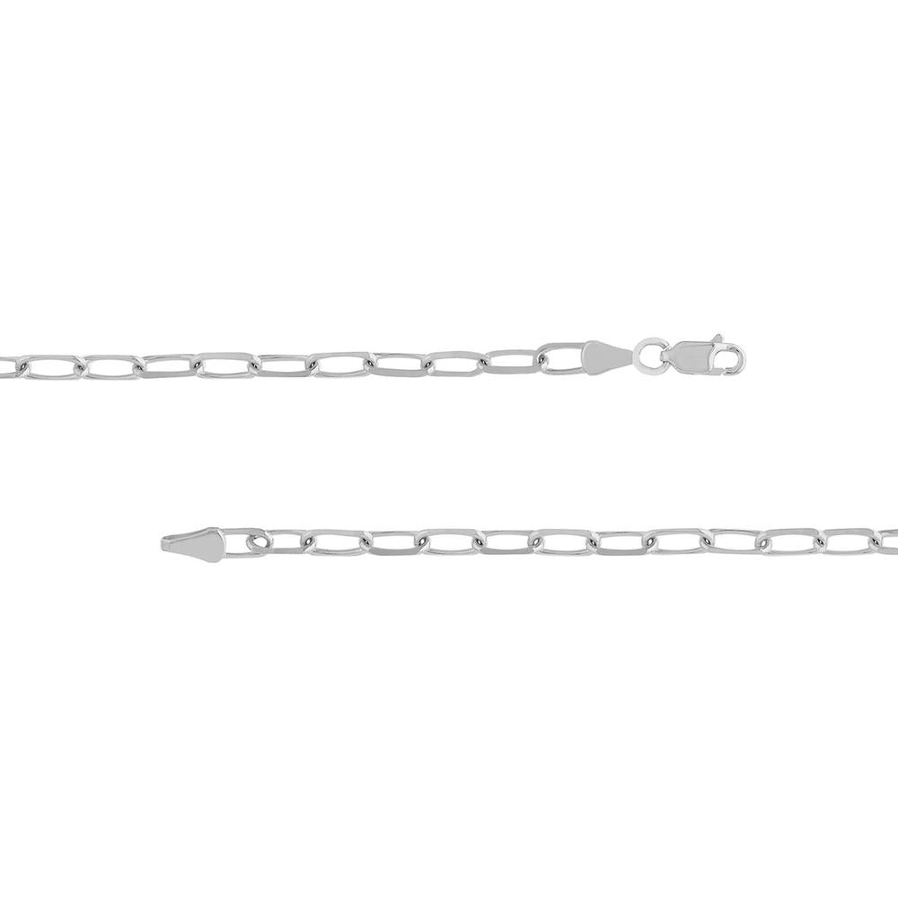Olas d'Oro - 14K White Gold 4mm Paper Clip Chain Necklace with Lobster Clasp - 30 Inches
