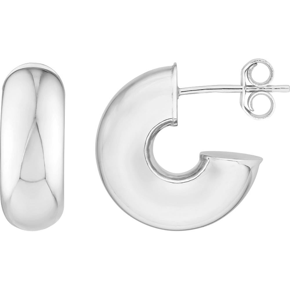 Olas d'Oro - 14K White Gold 4mm Polished Open Hoop Earrings - 2.35g Total Weight