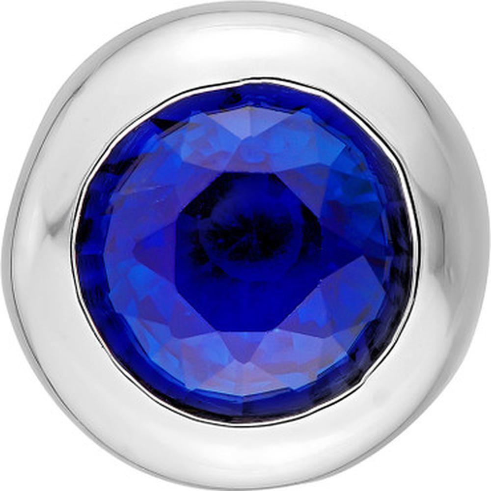 Olas d'Oro - 14K White Gold 4mm Round Blue Sapphire Stud Earrings - 0.66 Carat Total Carat Weight