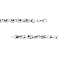 Olas d'Oro - 14K White Gold 5.10mm Light Rope Chain Necklace with Lobster Lock - 20'' Length