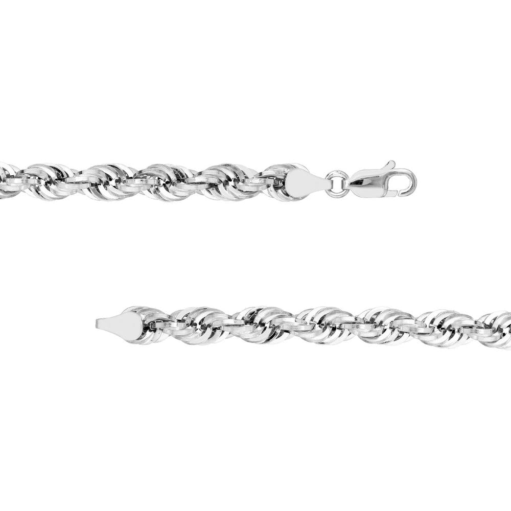 Olas d'Oro - 14K White Gold 5.10mm Rope Chain Bracelet with Lobster Lock - 4.4g