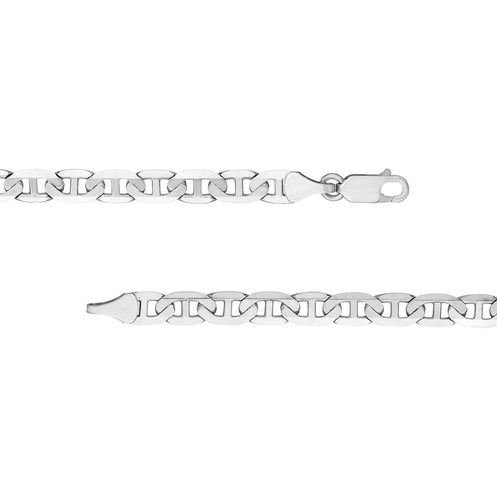 Olas d'Oro - 14K White Gold 5.6mm Mariner Chain Necklace with Lobster Lock - 22.3g