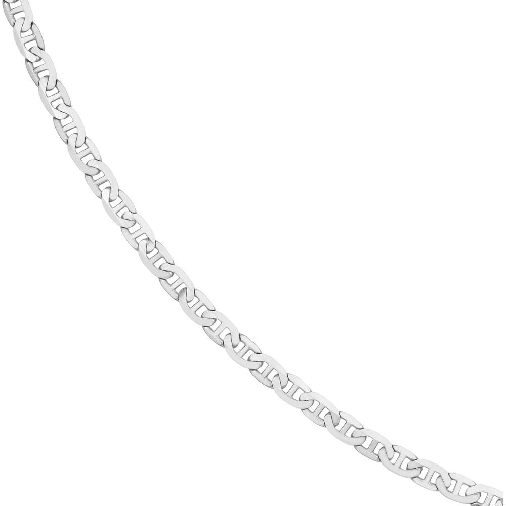 Olas d'Oro - 14K White Gold 5.6mm Mariner Chain Necklace with Lobster Lock - 30'' Length