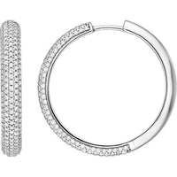 Olas d'Oro - 14K White Gold 5 Row Diamond Pave Hoop Earrings - 1 Carat Total Diamond Weight