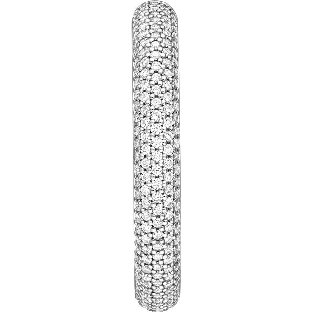 Olas d'Oro - 14K White Gold 5 Row Diamond Pave Hoop Earrings - 1 Carat Total Diamond Weight