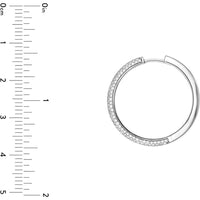 Olas d'Oro - 14K White Gold 5 Row Diamond Pave Hoop Earrings - 1 Carat Total Diamond Weight