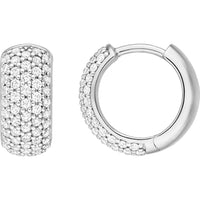Olas d'Oro - 14K White Gold 5-Row Diamond Pave Huggie Earrings - 0.54 Carat Total Diamond Weight