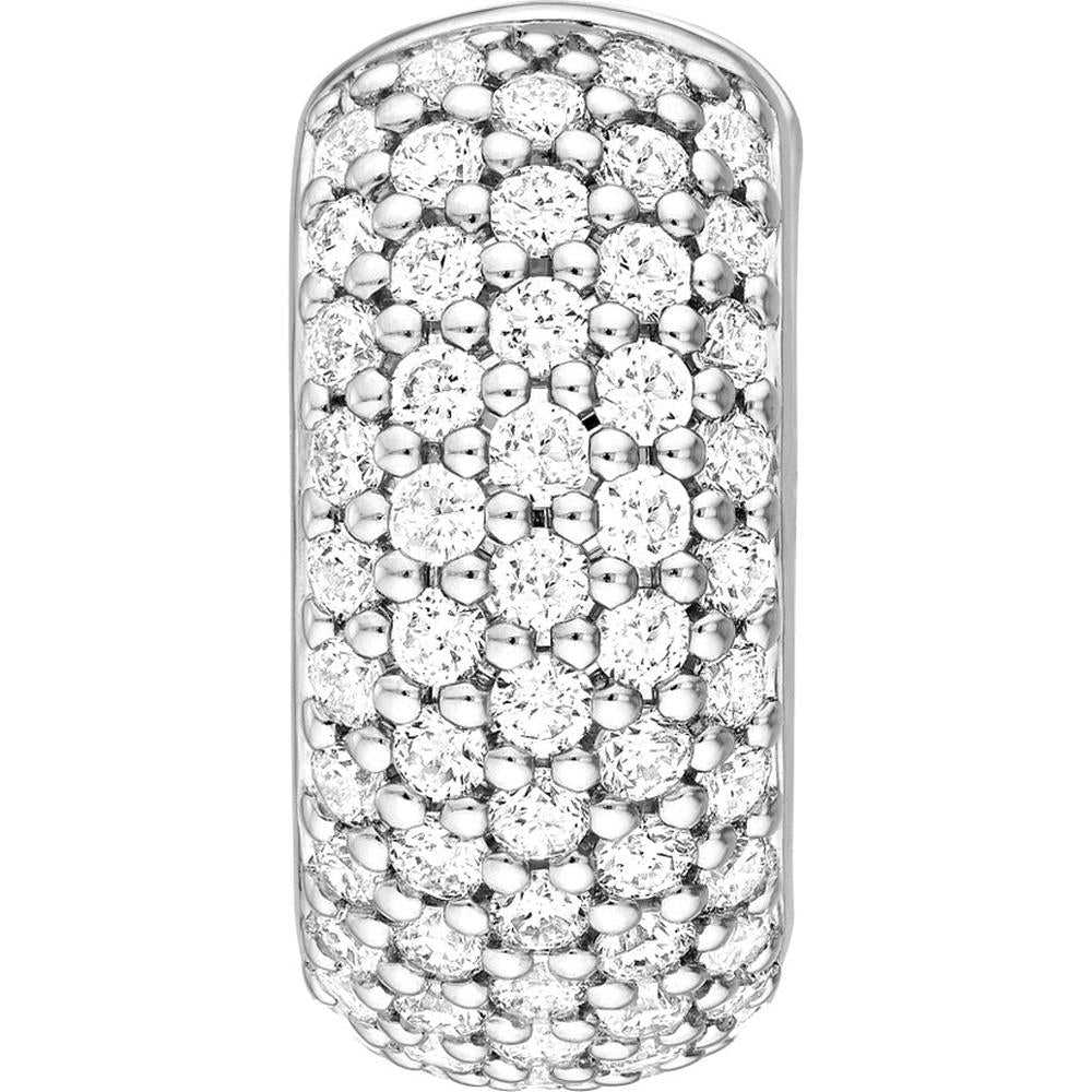 Olas d'Oro - 14K White Gold 5-Row Diamond Pave Huggie Earrings - 0.54 Carat Total Diamond Weight