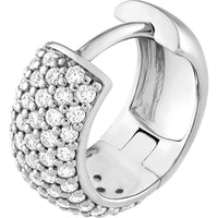 Olas d'Oro - 14K White Gold 5-Row Diamond Pave Huggie Earrings - 0.54 Carat Total Diamond Weight