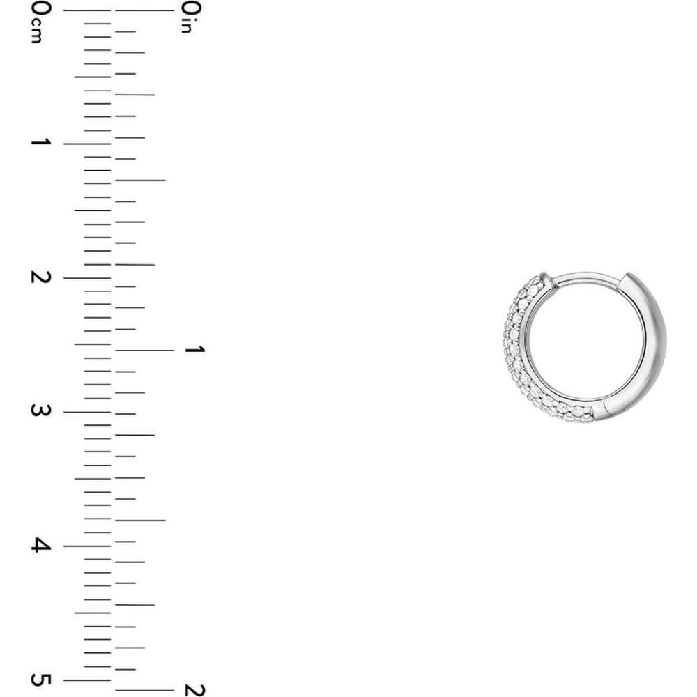 Olas d'Oro - 14K White Gold 5-Row Diamond Pave Huggie Earrings - 0.54 Carat Total Diamond Weight