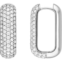Olas d'Oro - 14K White Gold 5 Row Pave Diamond Paper Clip Earrings - 1.55 Carat Total Diamond Weight