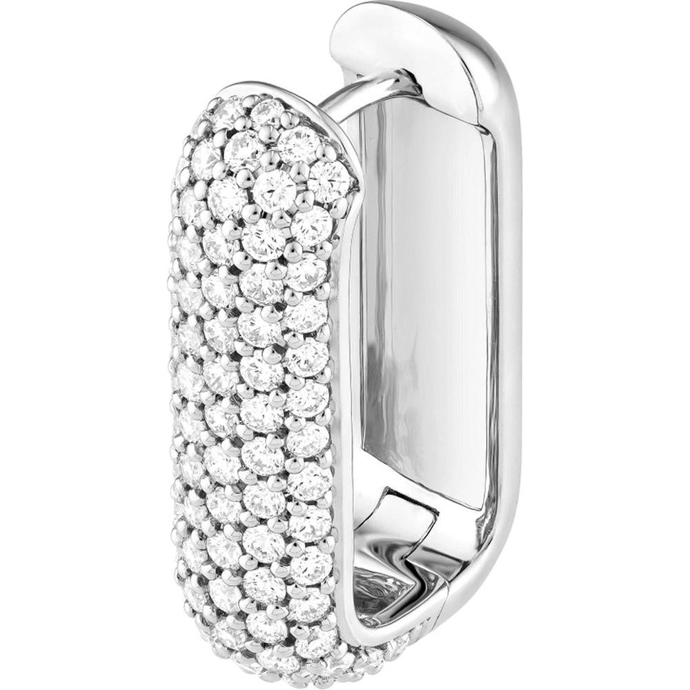 Olas d'Oro - 14K White Gold 5 Row Pave Diamond Paper Clip Earrings - 1.55 Carat Total Diamond Weight