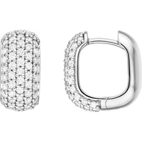 Olas d'Oro - 14K White Gold 5-Row Pave Diamond Paper Clip Huggies - 0.88 Carat Total Diamond Weight