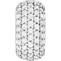 Olas d'Oro - 14K White Gold 5-Row Pave Diamond Paper Clip Huggies - 0.88 Carat Total Diamond Weight