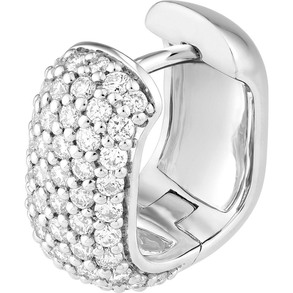 Olas d'Oro - 14K White Gold 5-Row Pave Diamond Paper Clip Huggies - 0.88 Carat Total Diamond Weight