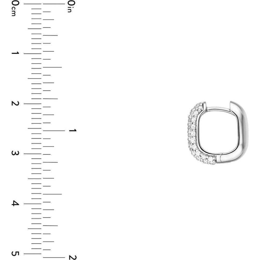 Olas d'Oro - 14K White Gold 5-Row Pave Diamond Paper Clip Huggies - 0.88 Carat Total Diamond Weight