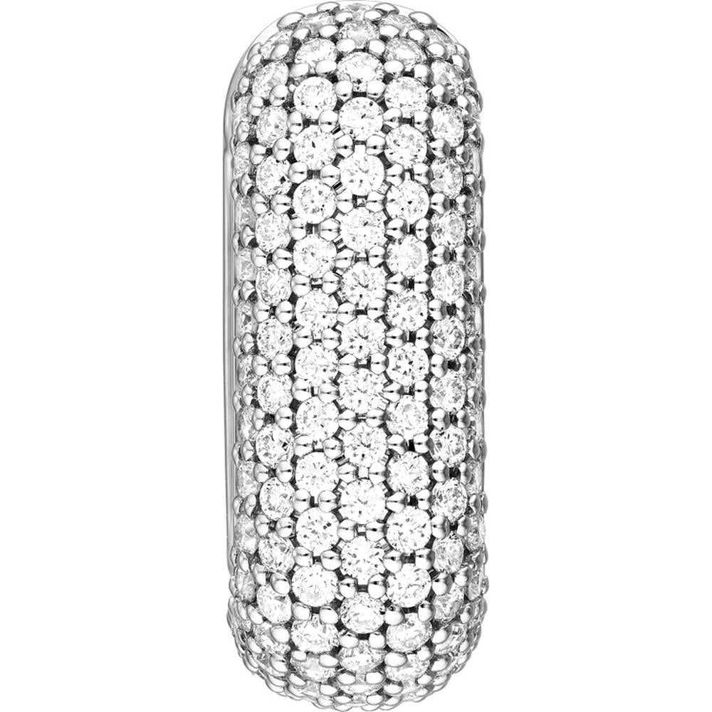 Olas d'Oro - 14K White Gold 5 Row Pave Diamond Paper Clip Huggies - 1.33 Carat Total Diamond Weight