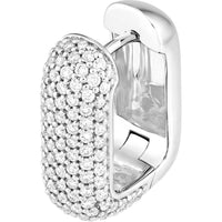 Olas d'Oro - 14K White Gold 5 Row Pave Diamond Paper Clip Huggies - 1.33 Carat Total Diamond Weight