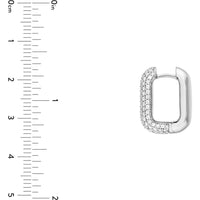 Olas d'Oro - 14K White Gold 5 Row Pave Diamond Paper Clip Huggies - 1.33 Carat Total Diamond Weight