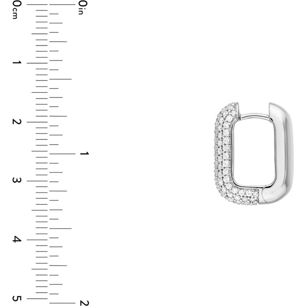 Olas d'Oro - 14K White Gold 5 Row Pave Diamond Paper Clip Huggies - 1.33 Carat Total Diamond Weight