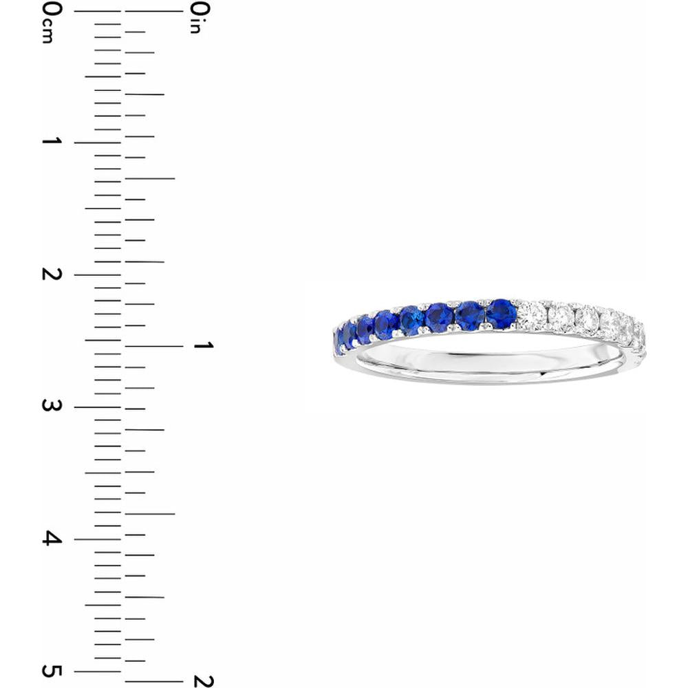 Olas d'Oro - 14K White Gold 50/50 Sapphire & Diamond Stackable Band - 0.64 Carat Total Carat Weight