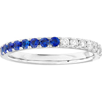 Olas d'Oro - 14K White Gold 50/50 Sapphire & Diamond Stackable Band - 0.64 Carat Total Carat Weight