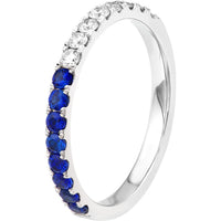 Olas d'Oro - 14K White Gold 50/50 Sapphire & Diamond Stackable Band - 0.64 Carat Total Gem Weight