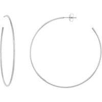 Olas d'Oro - 14K White Gold 50mm Large Hoop Earrings with Post & Nut Closure