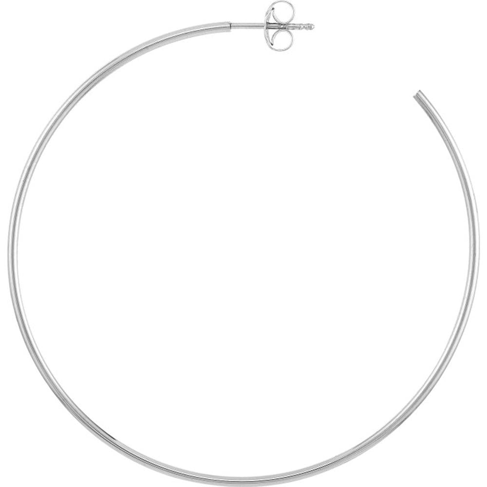Olas d'Oro - 14K White Gold 50mm Large Hoop Earrings with Post & Nut Closure