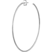 Olas d'Oro - 14K White Gold 50mm Large Hoop Earrings with Post & Nut Closure