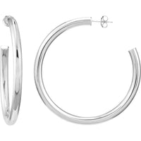 Olas d'Oro - 14K White Gold 50mm Tube Hoop Earrings  Elegant and Polished Design
