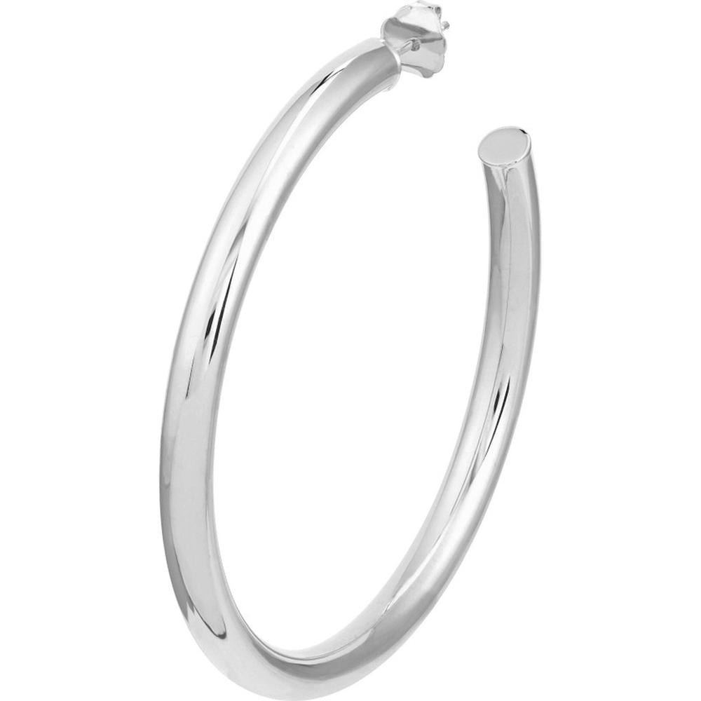 Olas d'Oro - 14K White Gold 50mm Tube Hoop Earrings  Elegant and Polished Design