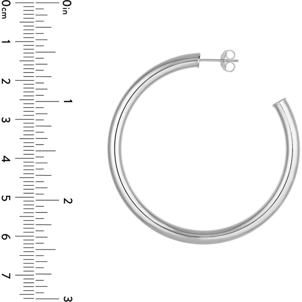 Olas d'Oro - 14K White Gold 50mm Tube Hoop Earrings  Elegant and Polished Design