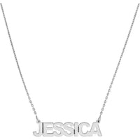 Olas d'Oro - 14K White Gold 5mm Block Font Nameplate Necklace Customizable Personal Jewelry