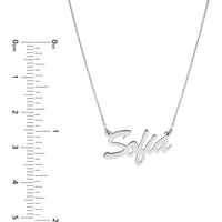 Olas d'Oro - 14K White Gold 5mm Brush Font Nameplate Necklace with Adjustable Chain - 2.40 Grams Total Weight