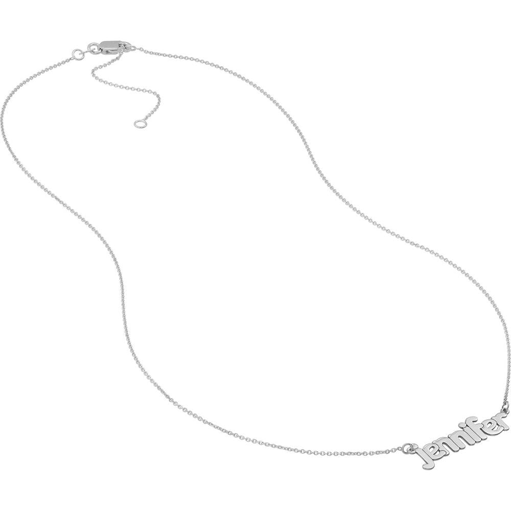 Olas d'Oro - 14K White Gold 5mm Bubble Font Nameplate Necklace - 2.10 Grams Total Weight