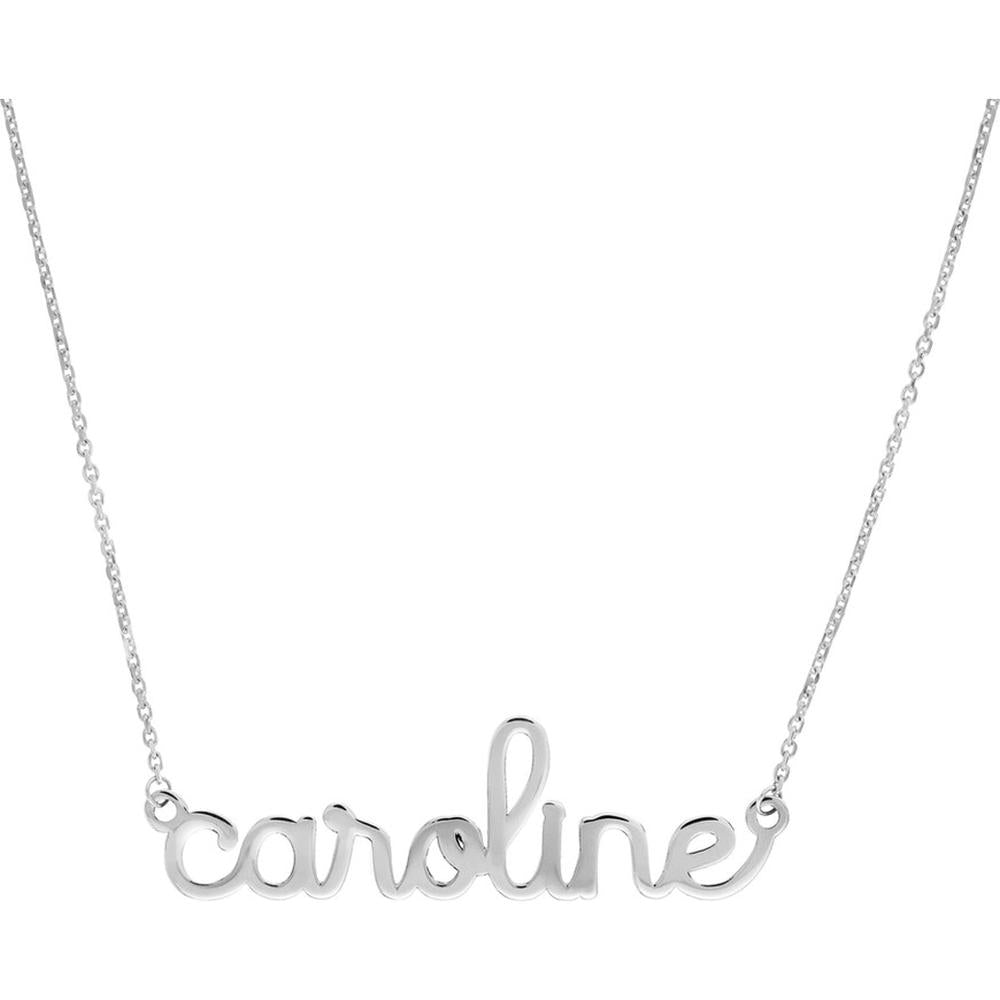 Olas d'Oro - 14K White Gold 5mm Doodle Nameplate Necklace - Customizable Playful Design
