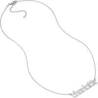 Olas d'Oro - 14K White Gold 5mm Gothic Nameplate Necklace Adjustable 16-18 Inches