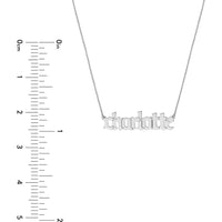 Olas d'Oro - 14K White Gold 5mm Gothic Nameplate Necklace Adjustable 16-18 Inches