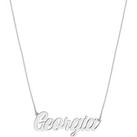 Olas d'Oro - 14K White Gold 5mm Script Font Nameplate Necklace - Customizable