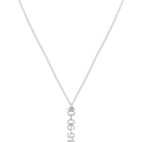 Olas d'Oro - 14K White Gold 5mm Vertical Block Numeral Necklace Personalized Design in White Gold