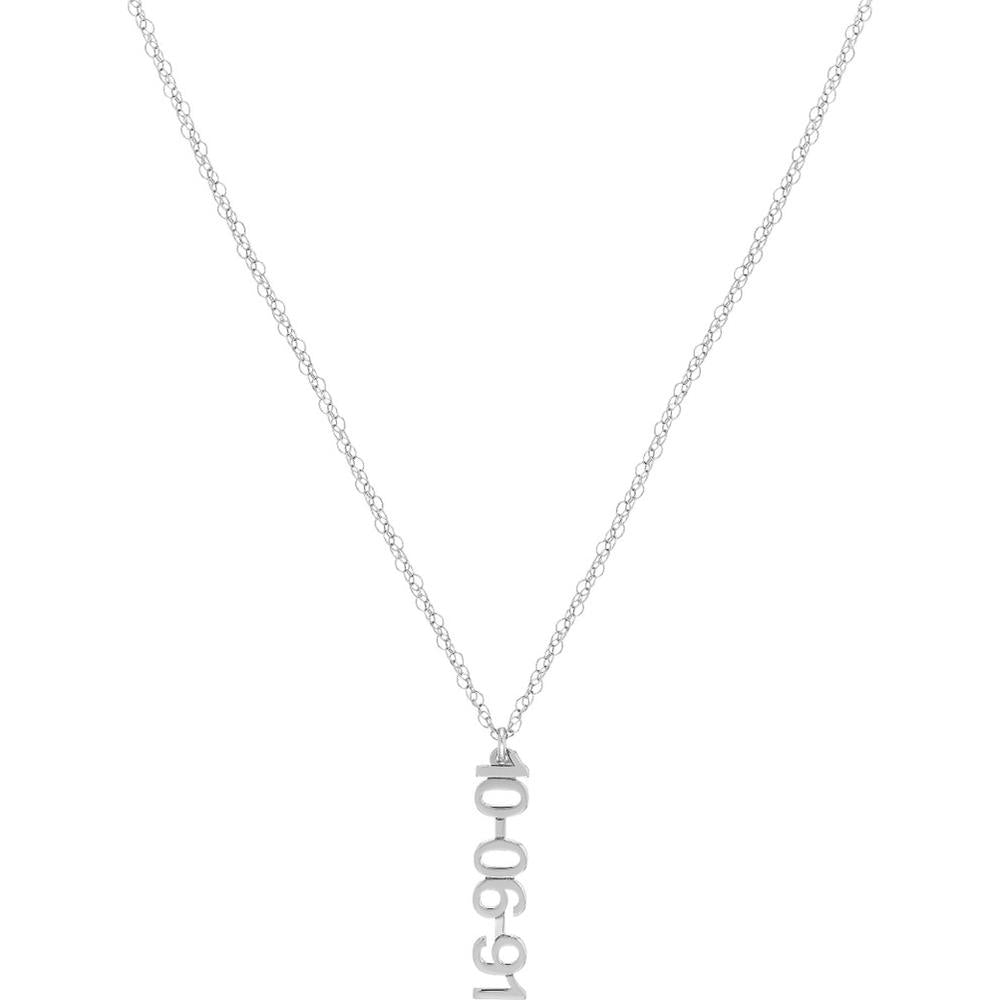 Olas d'Oro - 14K White Gold 5mm Vertical Block Numeral Necklace Personalized Design in White Gold