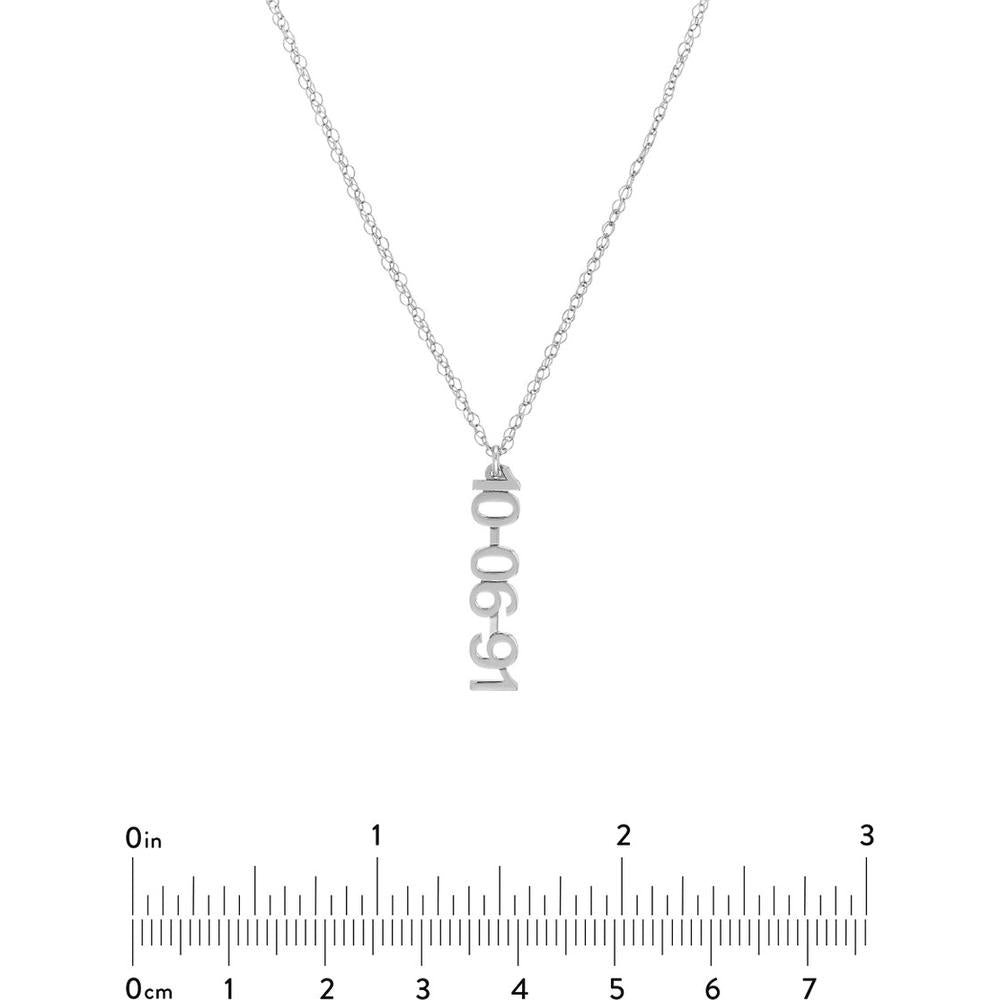 Olas d'Oro - 14K White Gold 5mm Vertical Block Numeral Necklace Personalized Design in White Gold