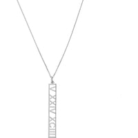 Olas d'Oro - 14K White Gold 5mm Vertical Roman Numeral Pendant Necklace